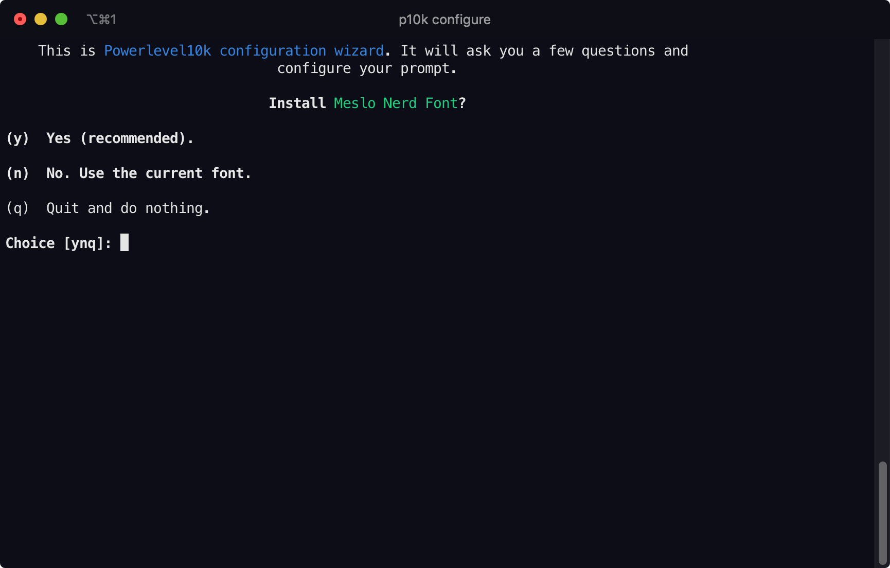 Powerlevel10k's configuration wizard